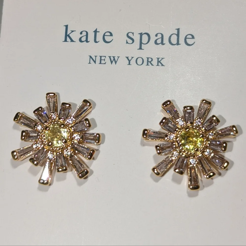 NWT Kate Spade Sunny Studs - Gold/Clear/Yellow